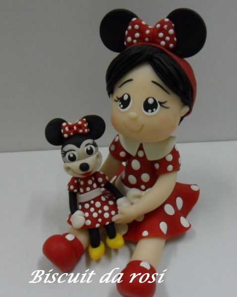 Topo de bolo Menina com minnie